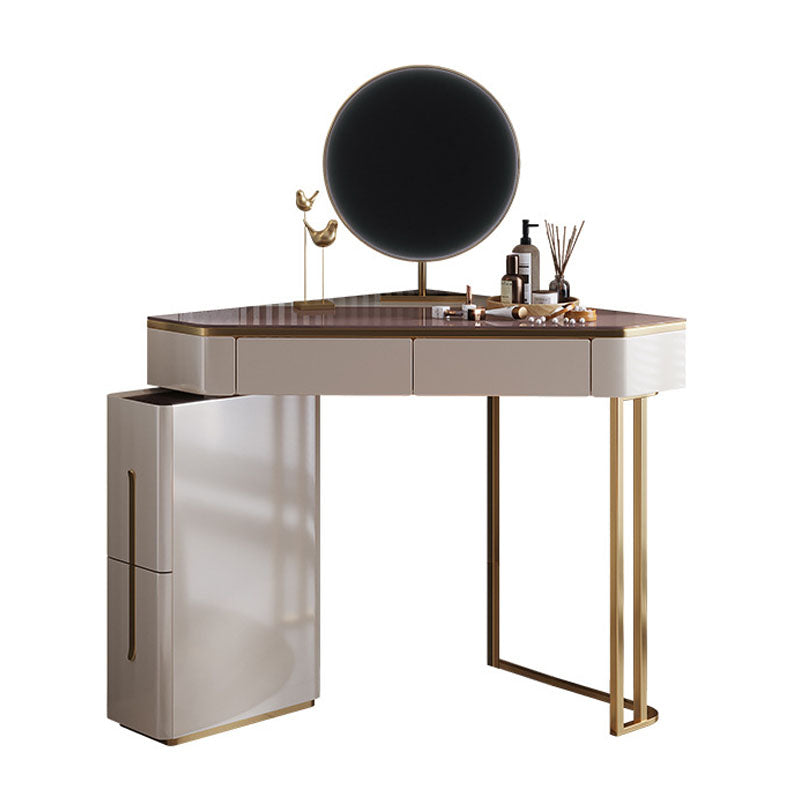 Vanity di trucco bianco con 4 cassetti di stoccaggio da 29,52 "largo vetro