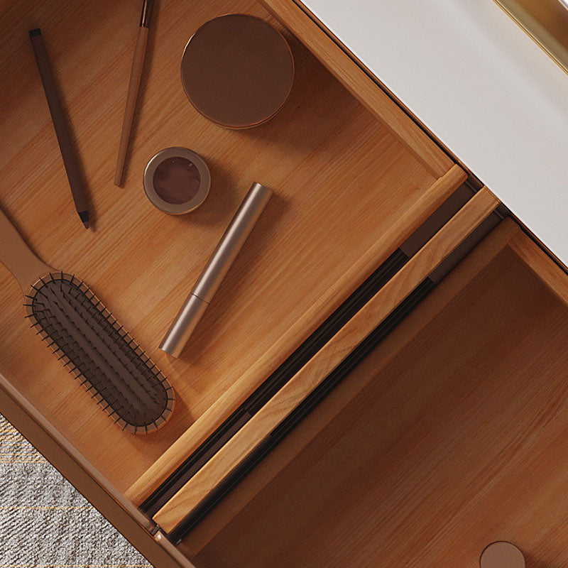 Vanity di trucco bianco con 4 cassetti di stoccaggio da 29,52 "largo vetro