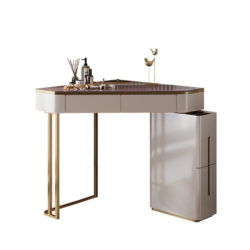 Vanity di trucco bianco con 4 cassetti di stoccaggio da 29,52 "largo vetro