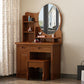 Vanity di trucco in piedi in legno solido Doppio cassetto tradizionale