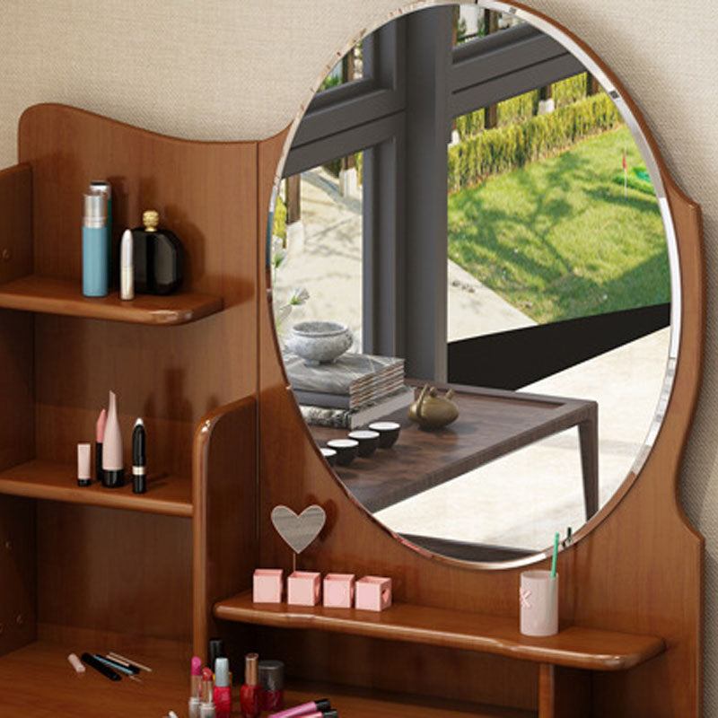 Vanity di trucco in piedi in legno solido Doppio cassetto tradizionale
