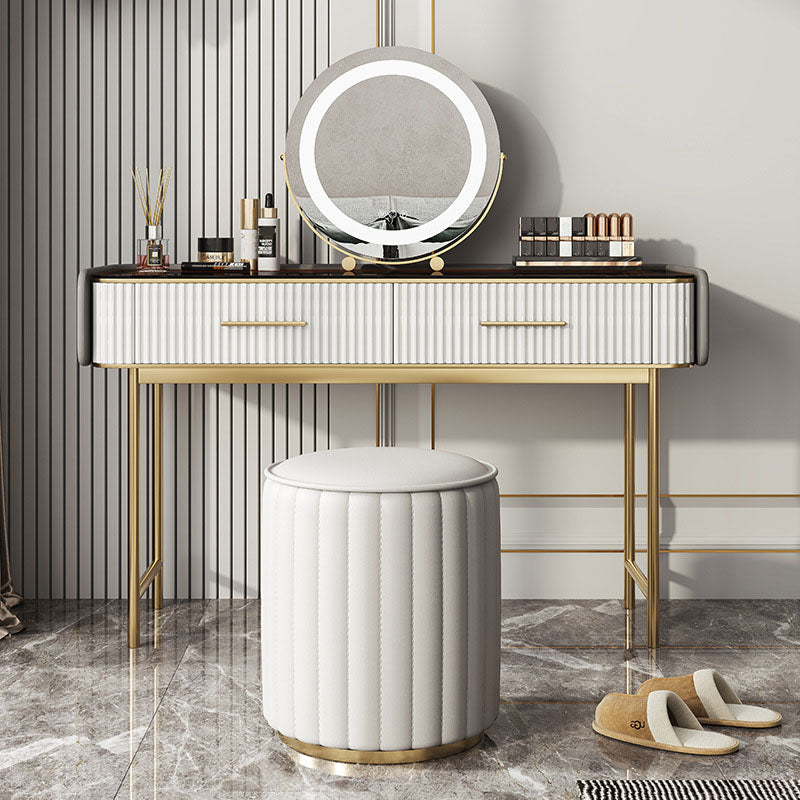 Glam Wooden Makeup Vanity Desk Glass Top Vanity Dressing Table Set Clearhalo 'Bedroom Furniture' 'furn' 'furn_makeup_vanities' 'Furniture' 'Makeup Vanities' 'makeup_vanities' 6216027