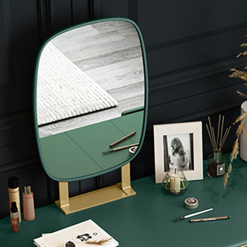 Green Make-up Vanity with 2 Storage Drawers 20.47" Wide Faux Leather Dresser Clearhalo 'Bedroom Furniture' 'furn' 'furn_makeup_vanities' 'Furniture' 'Makeup Vanities' 'makeup_vanities' 6216074