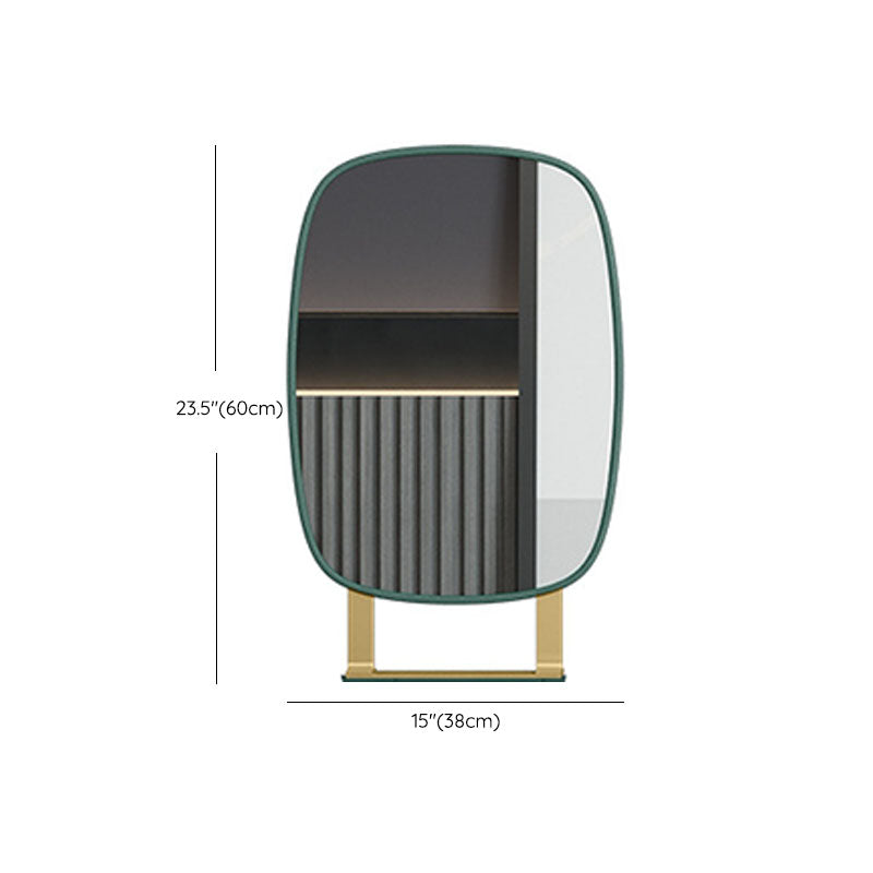 Green Make-up Vanity with 2 Storage Drawers 20.47" Wide Faux Leather Dresser Clearhalo 'Bedroom Furniture' 'furn' 'furn_makeup_vanities' 'Furniture' 'Makeup Vanities' 'makeup_vanities' 6216079