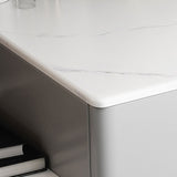 Glam -kaptafel Echte lederen ijdelheid tafel met 4 opbergladen