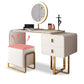 2-Drawer Glam Makeup Vanity Set Faux Leather Vanity Dressing Table