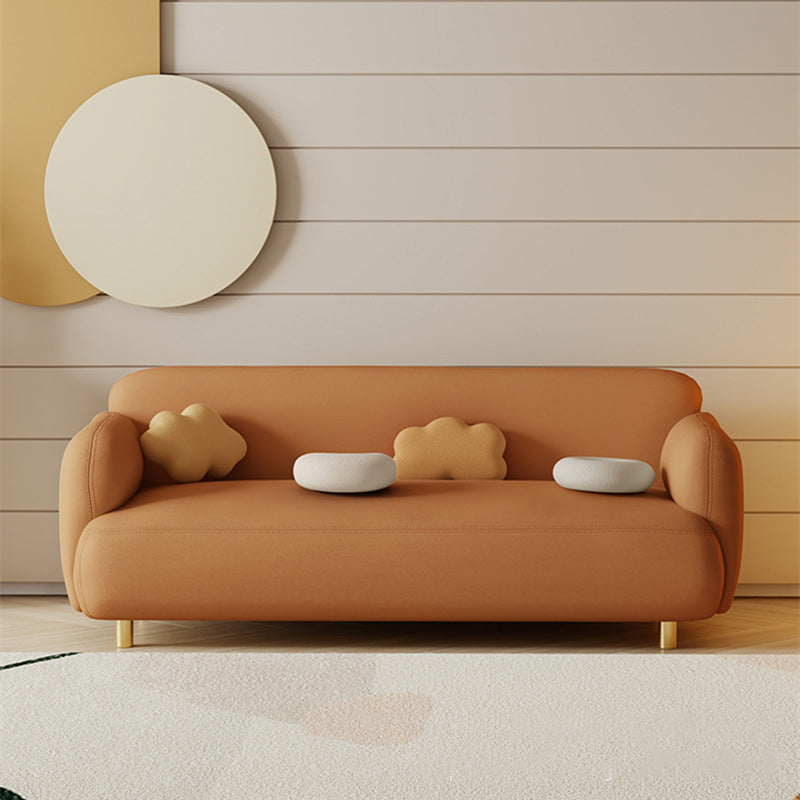 Contemporary 27.55" H Faux Leather Recessed Arm Sofa for Living Room