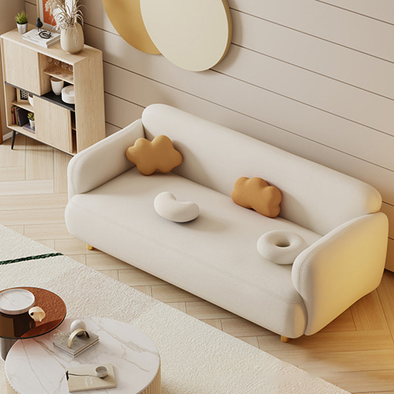 Contemporary 27.55" H Faux Leather Recessed Arm Sofa for Living Room