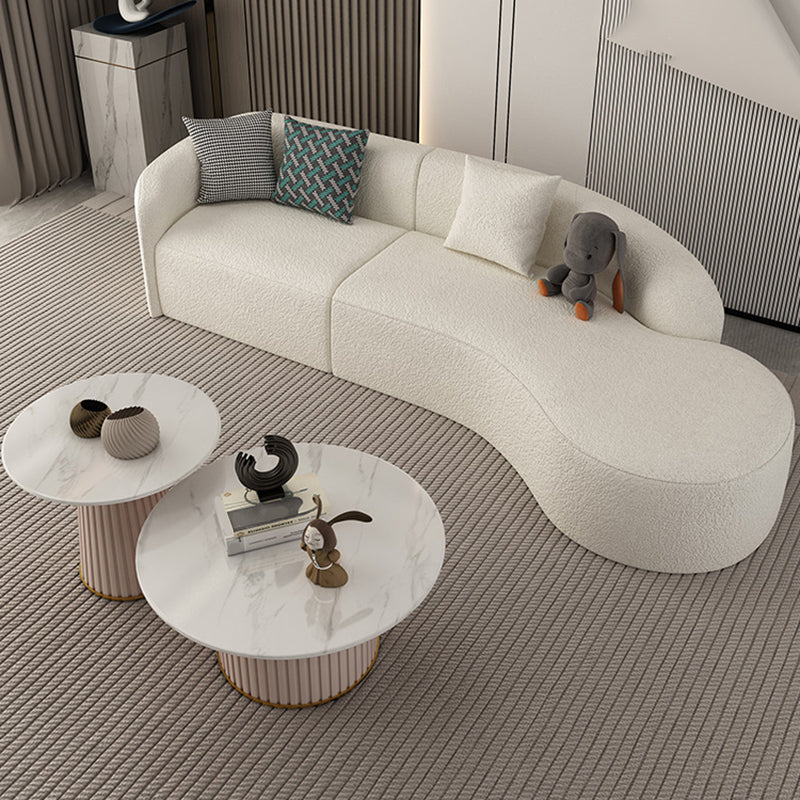 Contemporain 23,62 "/27,55" H Sofa courbe en laine blanche pour le salon