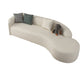 Contemporary 23.62 "/27.55" H White Wool Curved Sofa for Living Room