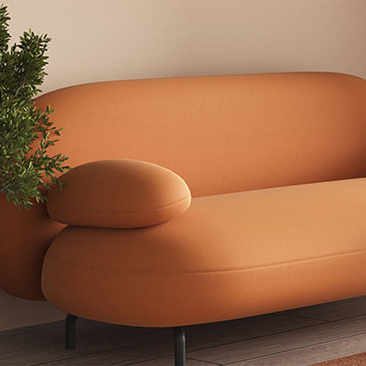 Contemporary 29.52" H Orange Faux Leather Pillow Top Arm Sofa