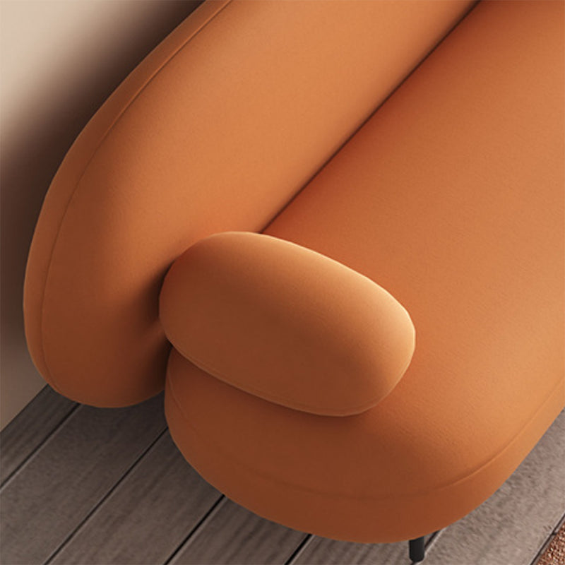 Contemporary 29.52" H Orange Faux Leather Pillow Top Arm Sofa