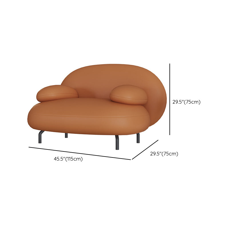 Contemporary 29.52" H Orange Faux Leather Pillow Top Arm Sofa