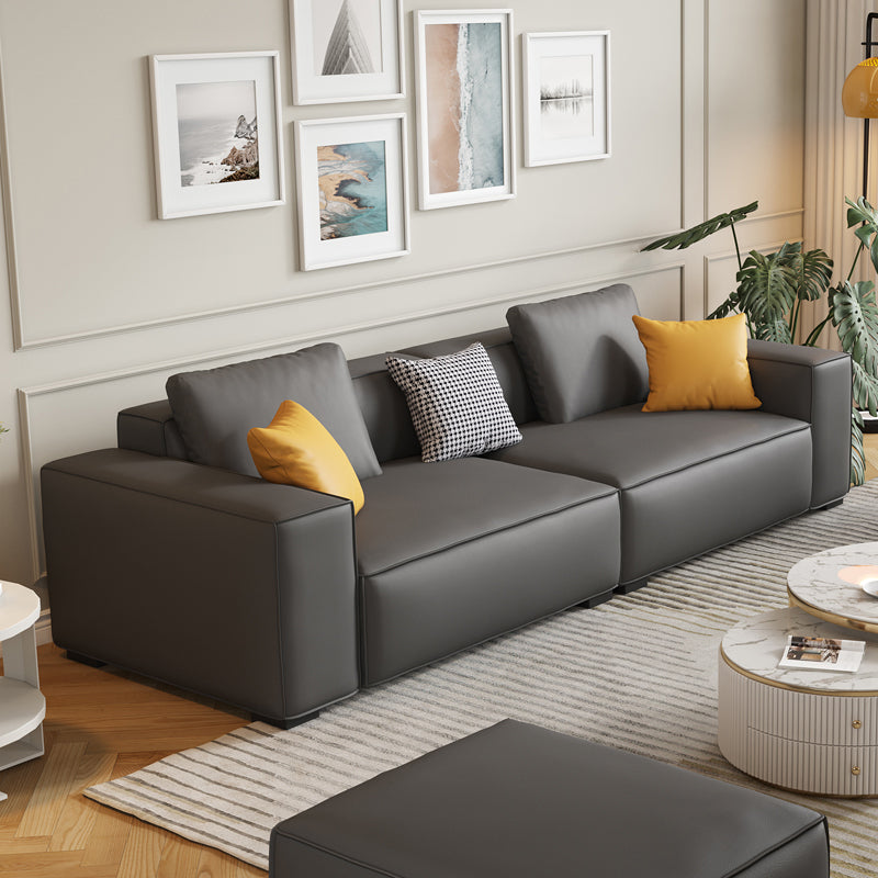 Contemporary 25.59" H Faux Leather Square Arm Sofa for Living Room