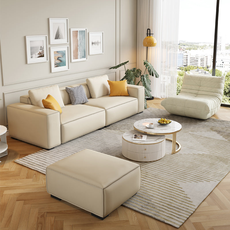 Contemporary 25.59" H Faux Leather Square Arm Sofa for Living Room