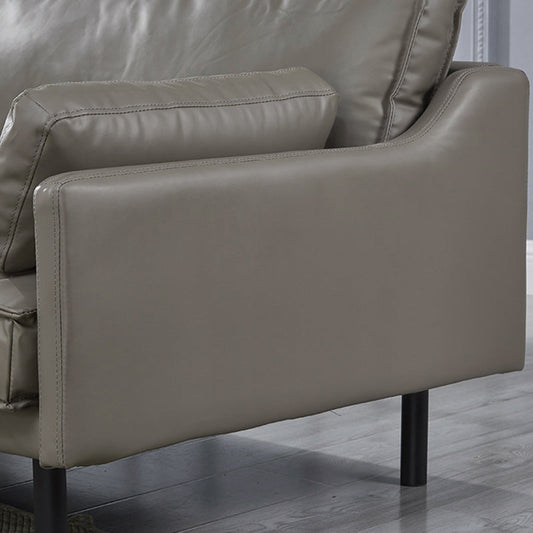 Modern 4-Seater 29.52" H Genuine Leather Pillow Top Arm Sofa