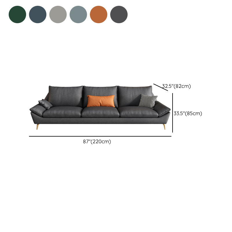 Contemporary 3-seater 33.46" H Faux Leather Pillow Top Arm Sofa