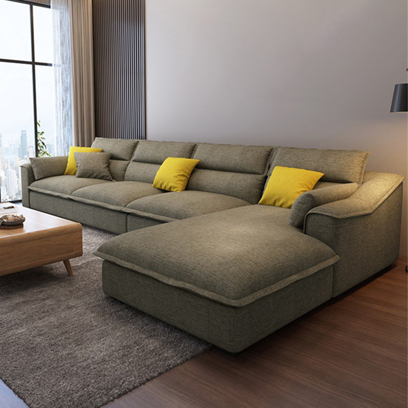 Moderno lino a 4 posti sezionale al braccio inclinato