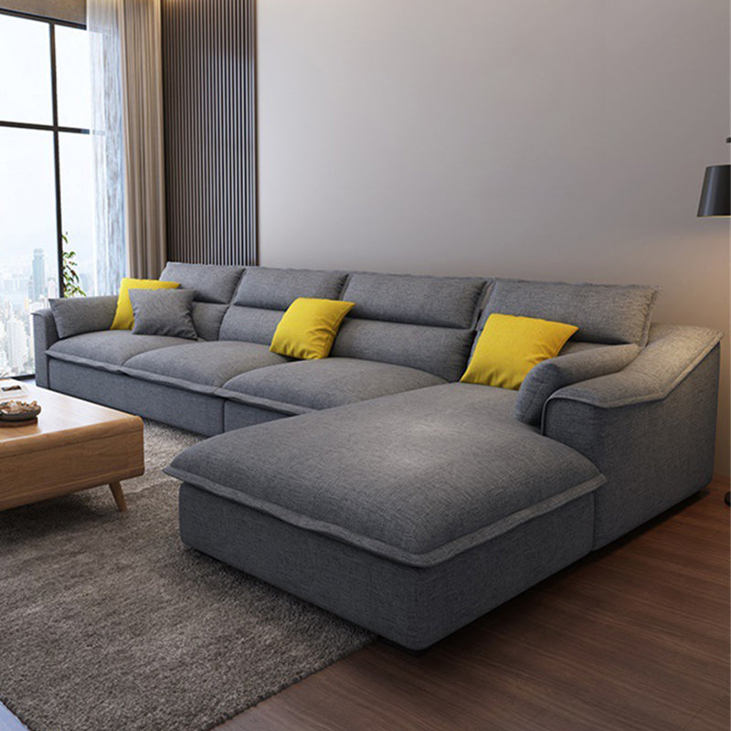 Moderno lino a 4 posti sezionale al braccio inclinato