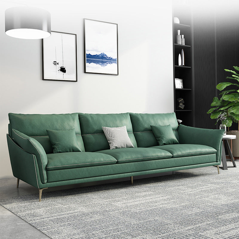Contemporary 33.46" H Green Faux Leather Pillow Top Arm Sofa Clearhalo 'furn' 'furn_sofas' 'Furniture' 'Living Room Furniture' 'Sofa' 'sofas' 6216388