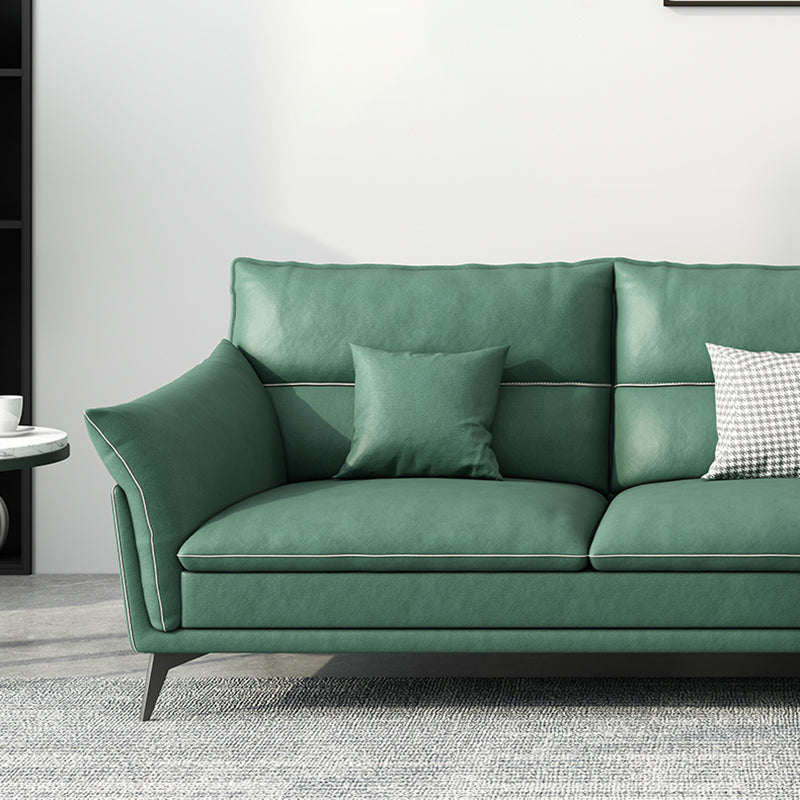 Contemporary 33.46" H Green Faux Leather Pillow Top Arm Sofa Clearhalo 'furn' 'furn_sofas' 'Furniture' 'Living Room Furniture' 'Sofa' 'sofas' 6216391