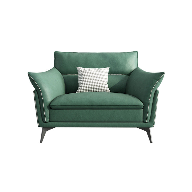 Contemporary 33.46" H Green Faux Leather Pillow Top Arm Sofa 39"L x 37.5"W x 33.5"H Clearhalo 'furn' 'furn_sofas' 'Furniture' 'Living Room Furniture' 'Sofa' 'sofas' 6216393