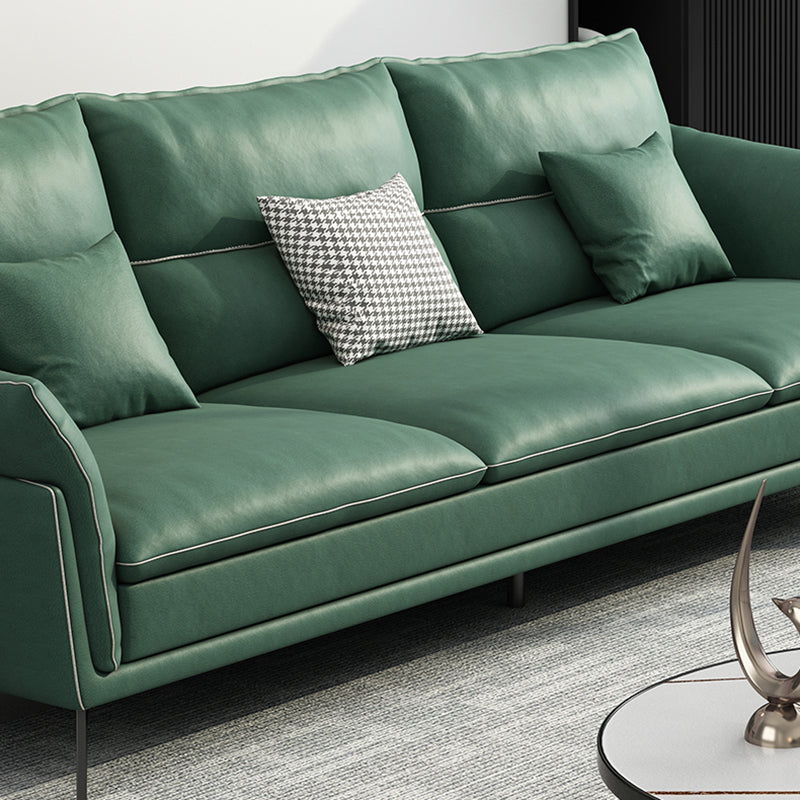 Contemporary 33.46" H Green Faux Leather Pillow Top Arm Sofa Clearhalo 'furn' 'furn_sofas' 'Furniture' 'Living Room Furniture' 'Sofa' 'sofas' 6216395