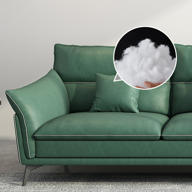 Contemporary 33.46" H Green Faux Leather Pillow Top Arm Sofa Clearhalo 'furn' 'furn_sofas' 'Furniture' 'Living Room Furniture' 'Sofa' 'sofas' 6216396