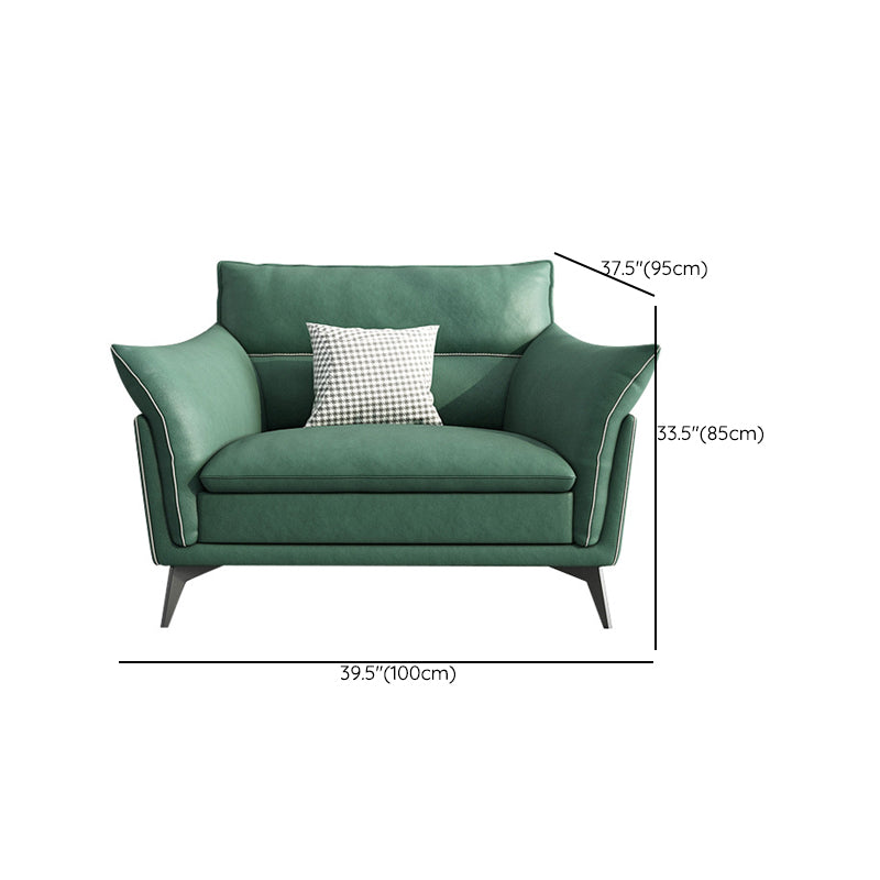 Contemporary 33.46" H Green Faux Leather Pillow Top Arm Sofa Clearhalo 'furn' 'furn_sofas' 'Furniture' 'Living Room Furniture' 'Sofa' 'sofas' 6216397