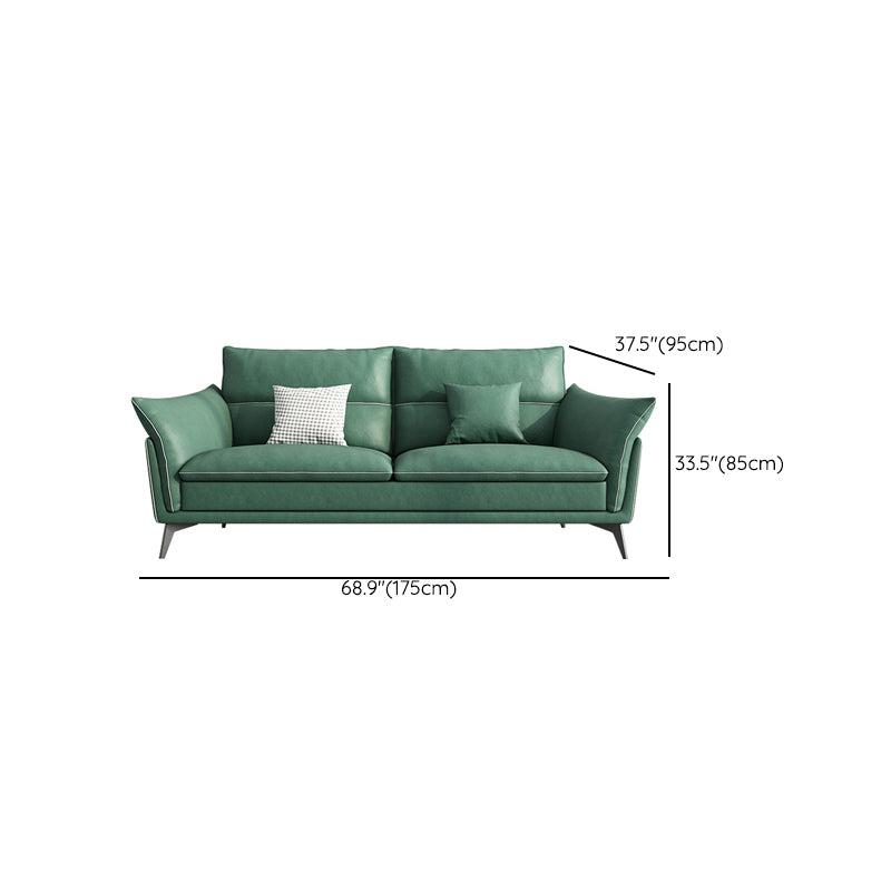 Contemporary 33.46" H Green Faux Leather Pillow Top Arm Sofa Clearhalo 'furn' 'furn_sofas' 'Furniture' 'Living Room Furniture' 'Sofa' 'sofas' 6216398