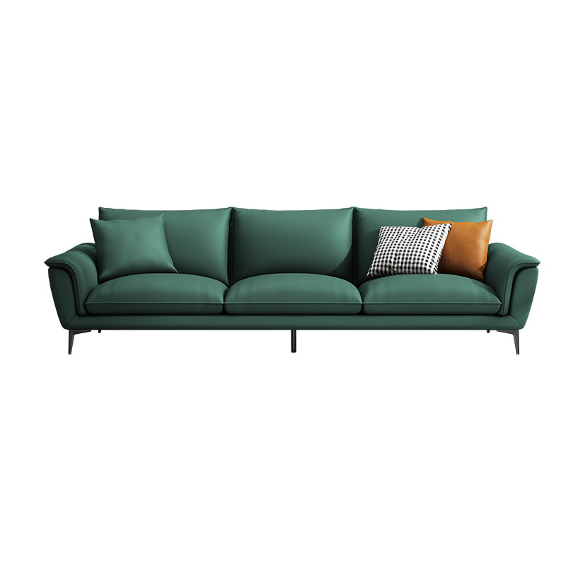33.46" H Green Genuine Leather Pillow Top Arm Sofa for Living Room Clearhalo 'furn' 'furn_sofas' 'Furniture' 'Living Room Furniture' 'Sofa' 'sofas' 6216420