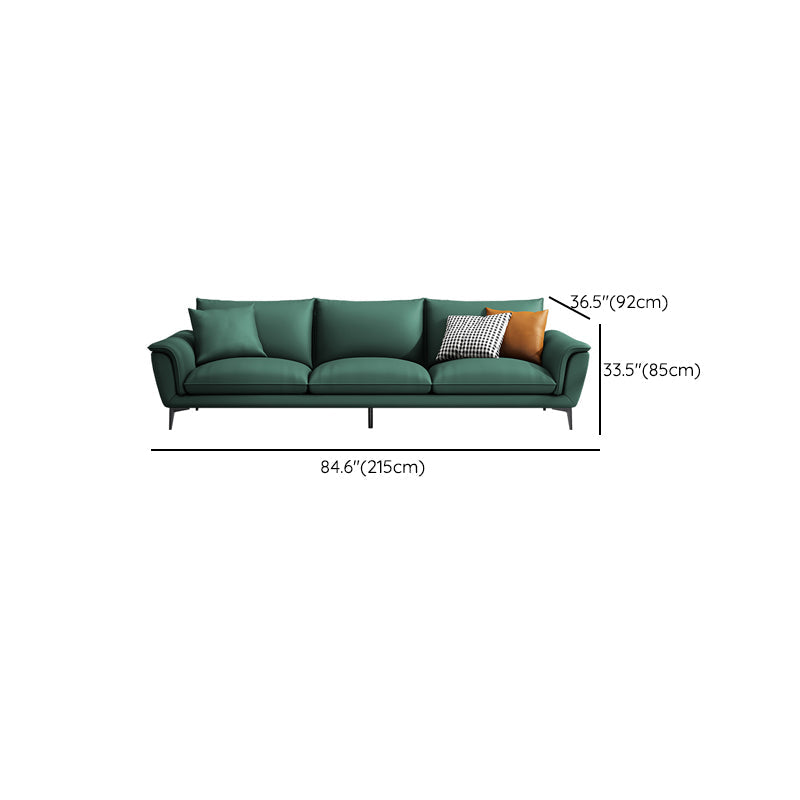33.46" H Green Genuine Leather Pillow Top Arm Sofa for Living Room Clearhalo 'furn' 'furn_sofas' 'Furniture' 'Living Room Furniture' 'Sofa' 'sofas' 6216423