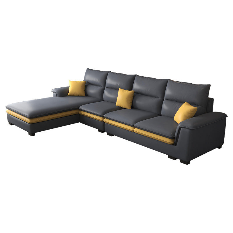 FAUX Cuir Sectional avec chaise coiffure Top Bras 4 places sectionnelle