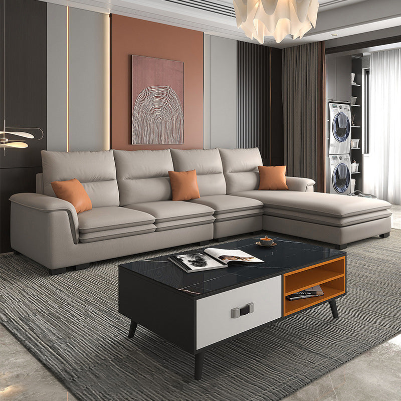 FAUX Cuir Sectional avec chaise coiffure Top Bras 4 places sectionnelle