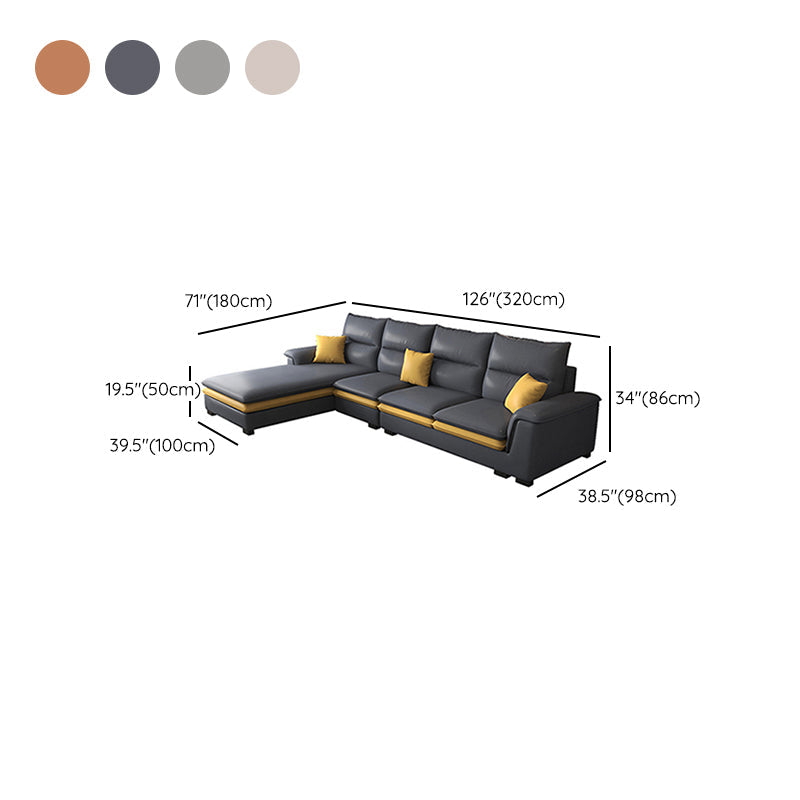 FAUX Cuir Sectional avec chaise coiffure Top Bras 4 places sectionnelle
