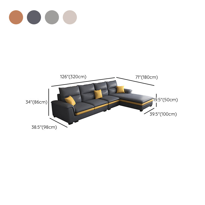 FAUX Cuir Sectional avec chaise coiffure Top Bras 4 places sectionnelle