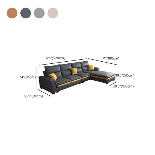 Faux in pelle sezionale con chaise cuscino.