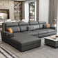 Nordic Stationary with Storage Living Room Recessed Arm Cushions Settee Dark Gray Left Clearhalo 'furn' 'furn_sectionals' 'Furniture' 'Living Room Furniture' 'Sectionals' 6216466