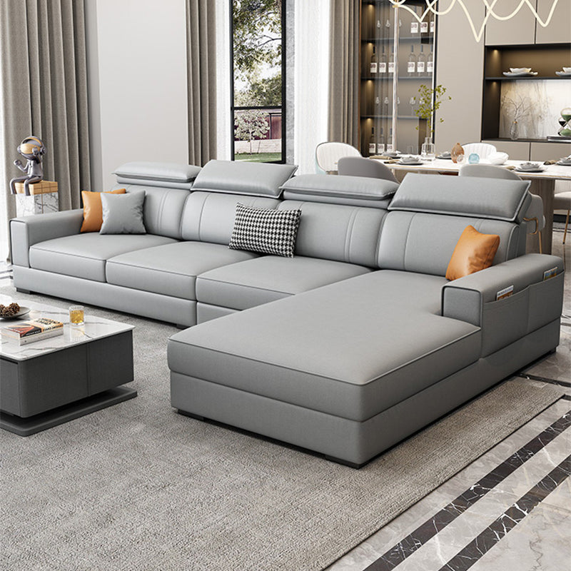 Nordic Stationary with Storage Living Room Recessed Arm Cushions Settee Light Gray Right Clearhalo 'furn' 'furn_sectionals' 'Furniture' 'Living Room Furniture' 'Sectionals' 6216467