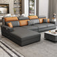 Nordic Stationary with Storage Living Room Recessed Arm Cushions Settee Dark Gray Orange Left Clearhalo 'furn' 'furn_sectionals' 'Furniture' 'Living Room Furniture' 'Sectionals' 6216471