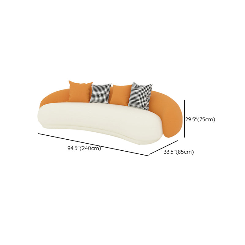 Contemporary Faux Leather Sloped Arm Sofa Tight Back Curved Sofa