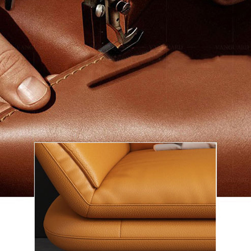 Contemporary Cushions Standard Sofa Leather Flared Arm Sofa for Living Room