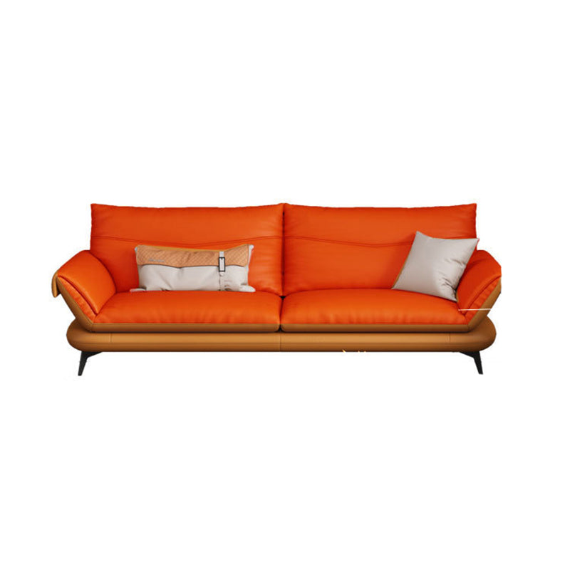 Contemporary Cushions Standard Sofa Leather Flared Arm Sofa for Living Room