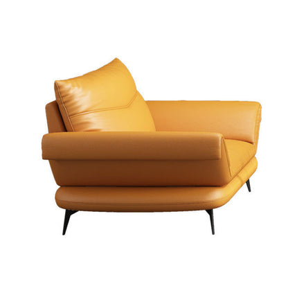 Contemporary Cushions Standard Sofa Leather Flared Arm Sofa for Living Room