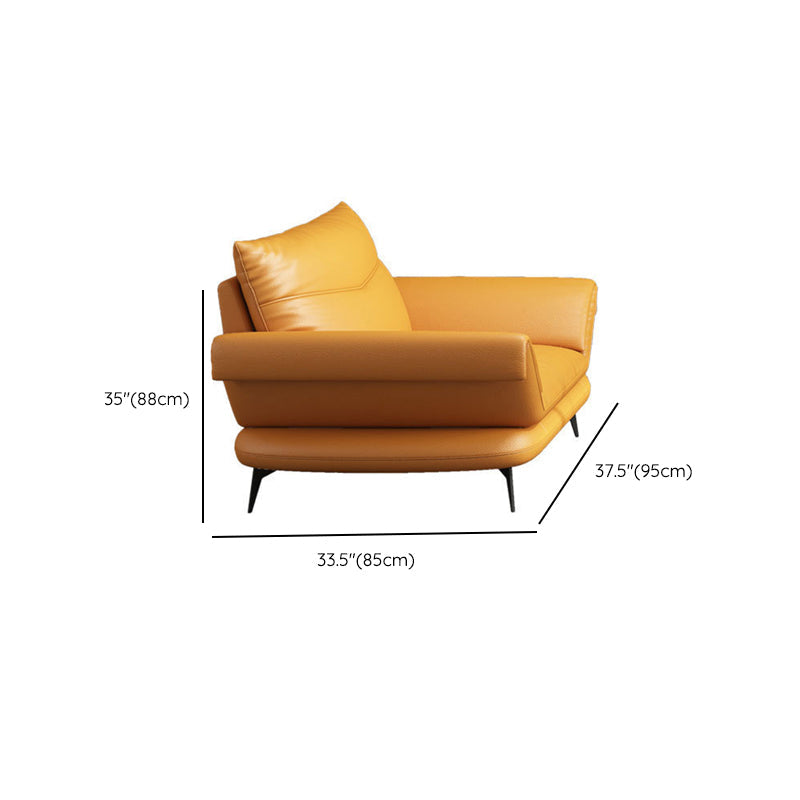 Contemporary Cushions Standard Sofa Leather Flared Arm Sofa for Living Room