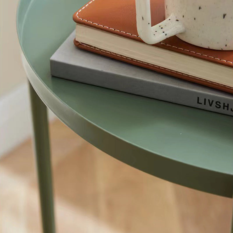 Mid-Century Cross Legs End Side Table Round Tray Top Corner Table