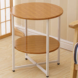 Modern Wood End Side Table Round 2-Tier Corner Table with Storage