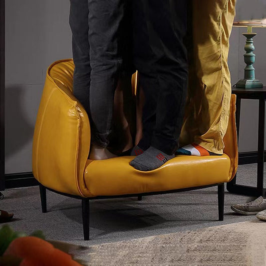 Contemporary Leather Standard Sofa Square Arm Tight Back Sofa