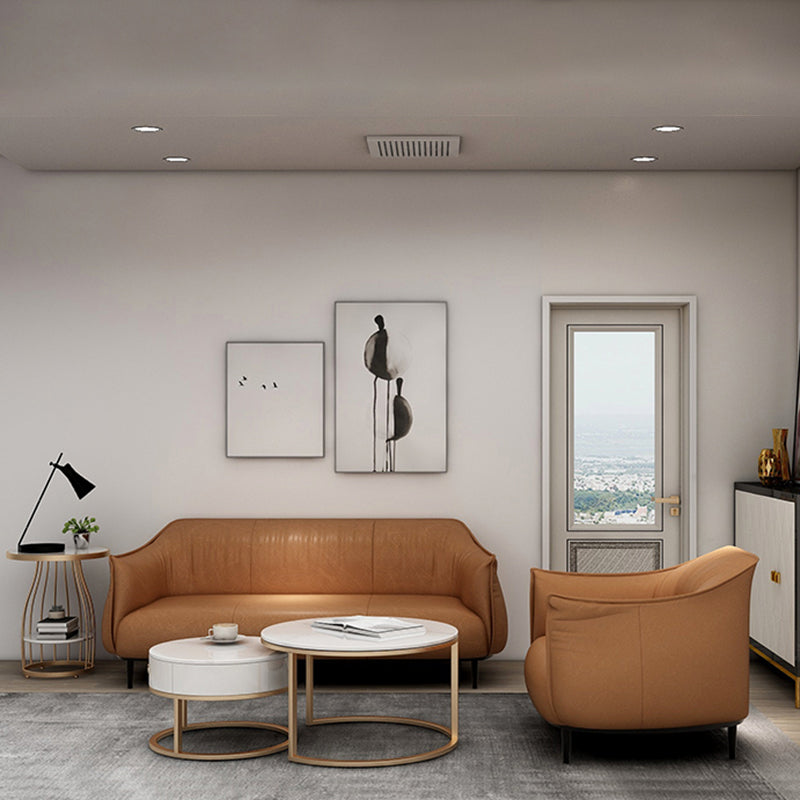 Canapé standard en cuir contemporain bras carré canapé arrière serré