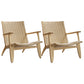 Woven Back Chair Square Arms Solid Wood Arm Chair for Living Room